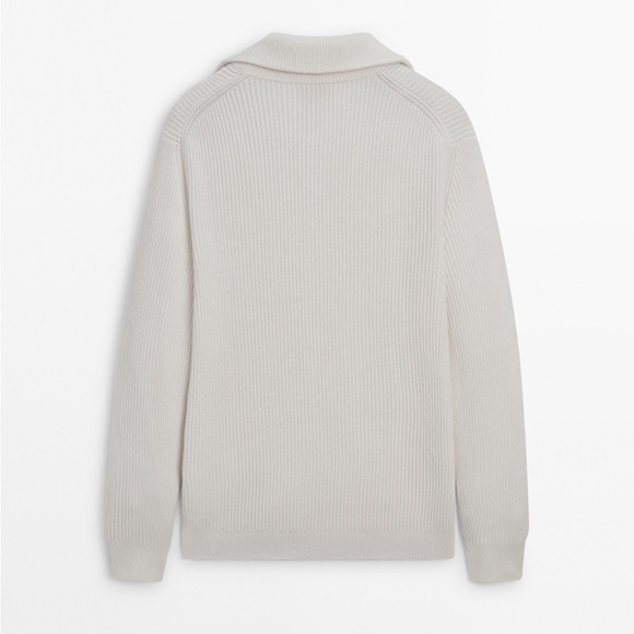 MASSIMO DUTTI Extrafine Wool Blend Ribbed Knit Polo Sweater - Picture 8 of 16